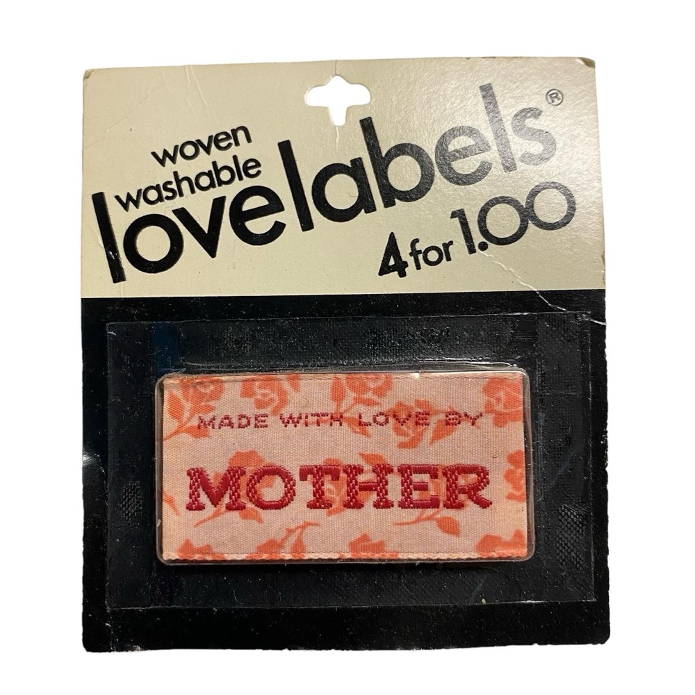 Lovelabels 4 pack woven washable clothing labels “made with love by mother” NOS